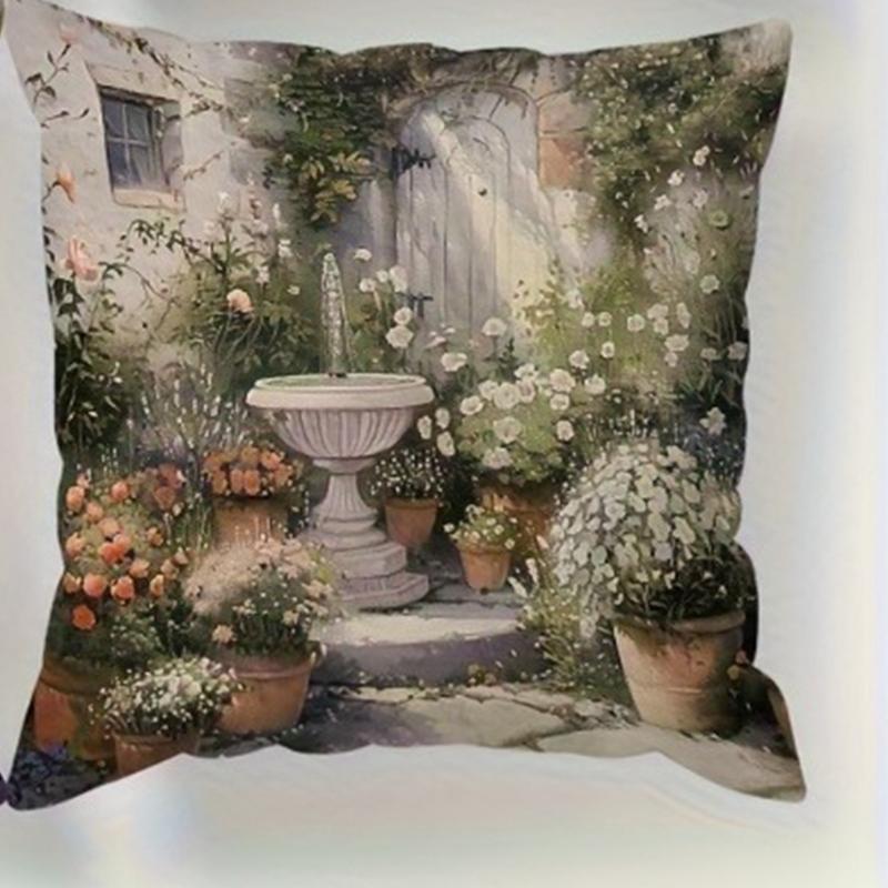 

Pastoral style garden oil painting pillowcaseSuitable for sofa car bedroom decorative cushion cover pillow cover 16x16Inch