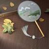 Handheld Embroidery Fan with Pendant Silk Fan Peony Chinese Style Fan  Photography Prop