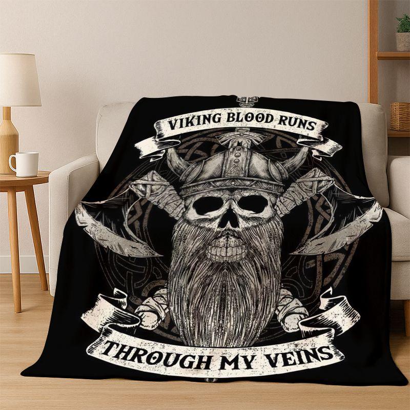 Viking WarriorSymbol Valknut Nordic Valhalla Flannel Blanket Soft Warm Throw Blanket for Bedroom Living Room Bed Travel Camping