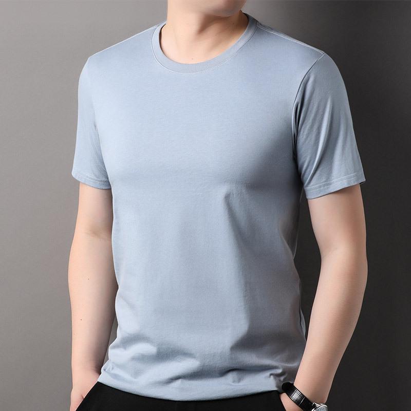 Men's Slim Fit Short-Sleeve Solid Color T-Shirt, 100% Cotton, 220g, Breathable and Trendy