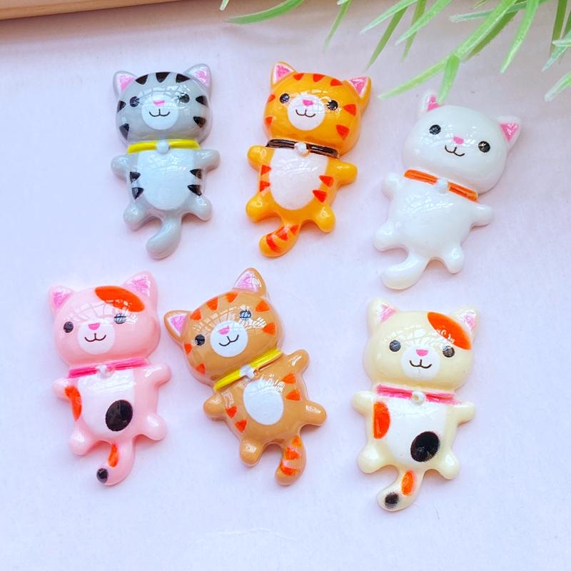 12Pcs New Cute Little Cat Series Flat Back Cabochon Scrapbooking Hair Bow Center Embellishments DIY Accessories