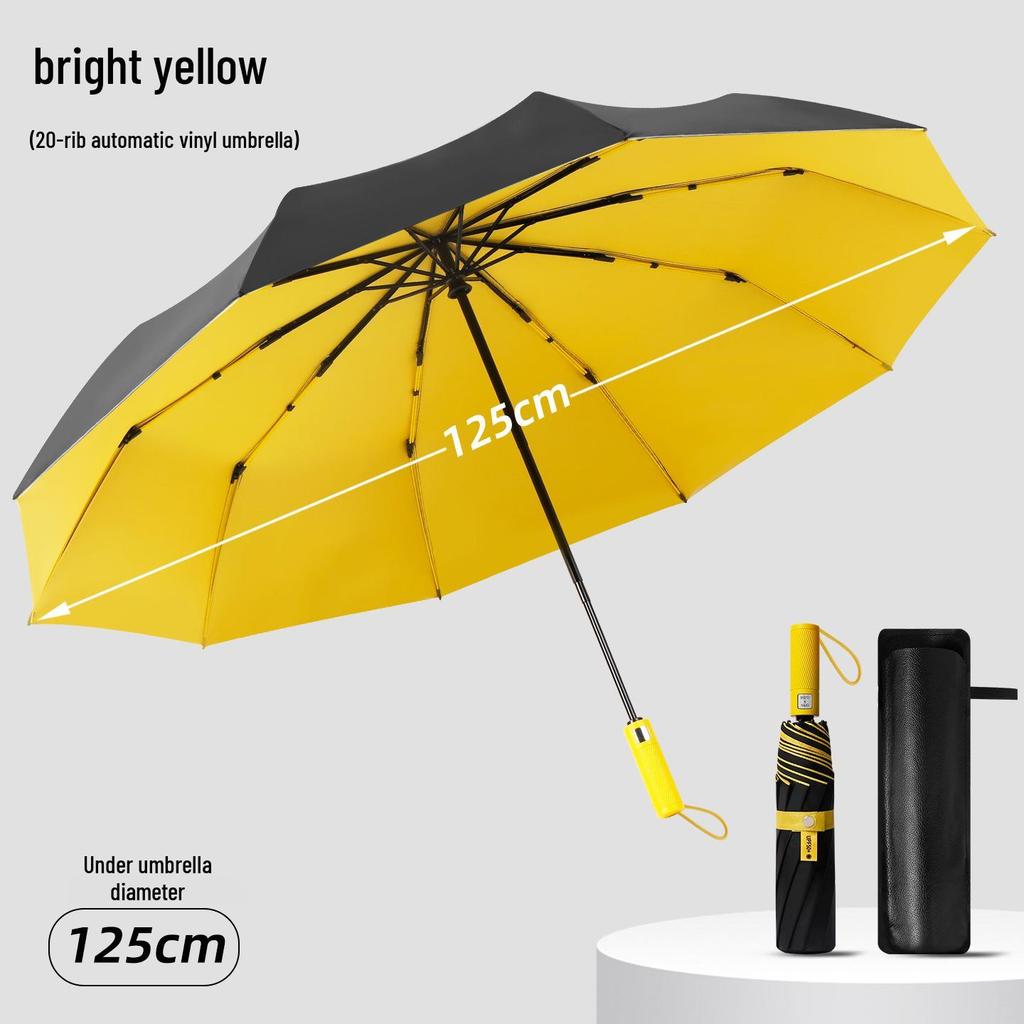 Zesílený Větruodolný Extra Velký Černý Deštník pro Tři - Dvojí Použití pro Slunce i Déšť