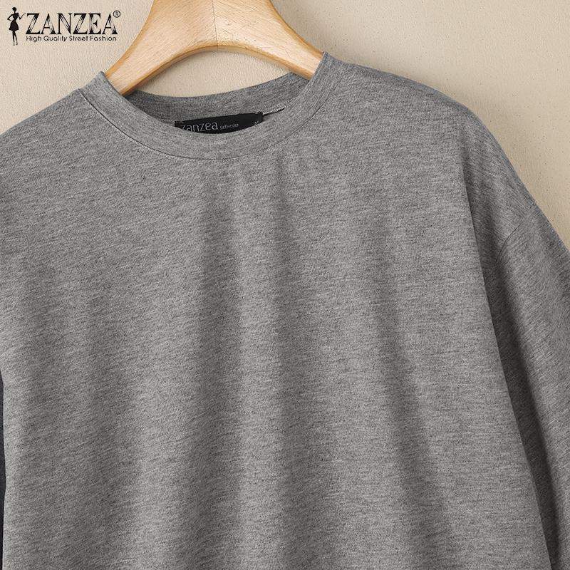 ZANZEA Women Round Neck Short Sleeve Ruffled Patchwork Solid Color Casual Blouse