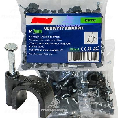 Uchwyt FLOP 07 100 szt.op 7x8,9 czarny CF7C
