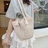 Street Style Woven Tote Bag With Double Shoulder Straps For Casual Daypack