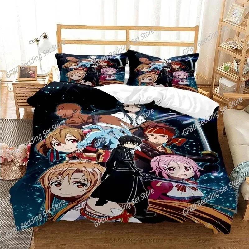 Cartoon Asuna Sword Art Online Bedding Set Single Twin Double Queen King Cal King Size Bed Linen Set