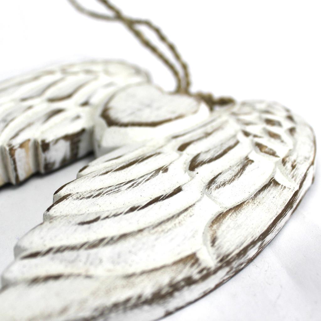 Double Angel Wing Heart Ornament, Handmade 15cm