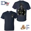 Mustache Firefighter 69 Skull T-Shirt, 2 Sides, Skeleton Fireman Graphic Tee