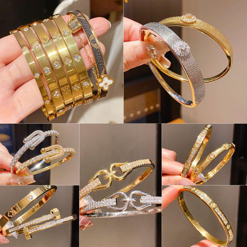 Elegant Multi-Layered Diamond Inlaid Open Bangle: Light Luxury Fashion Bracelet for Women