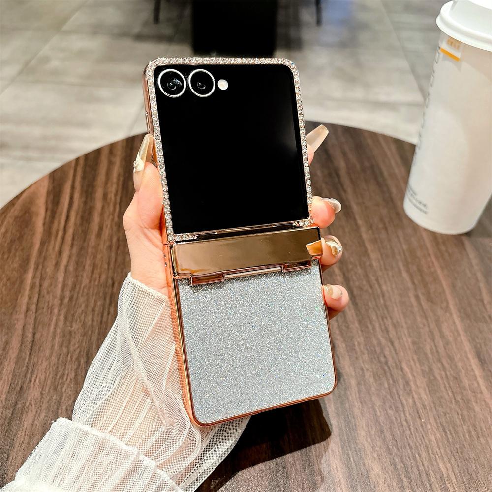 For Samsung Galaxy Z Flip7 5G Case Hinge Protection Rhinestone Glitter PC Phone Cover