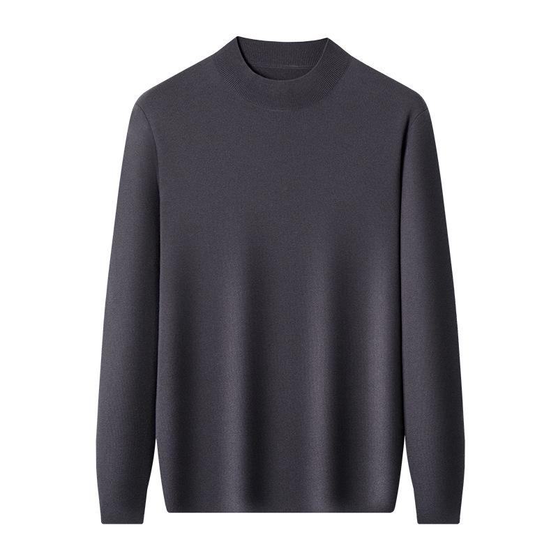 Machine-Washable Men's Wool Sweater, Half-High Neck, 450g Australian Wool, Warm Base Layer, Autumn/Winter 4A Grade.
