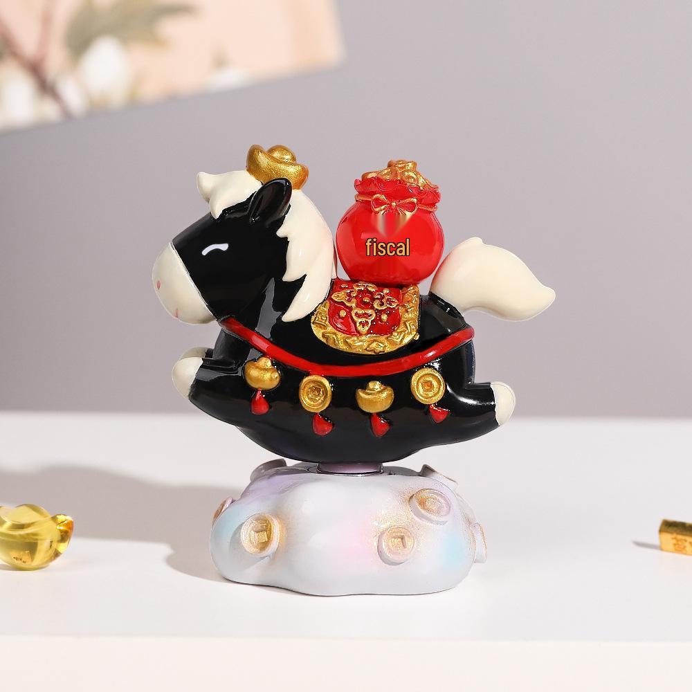 

Rotatable White Horse Figurine: Chinese-Style Office & Study Decor Gift Figurine чёрный