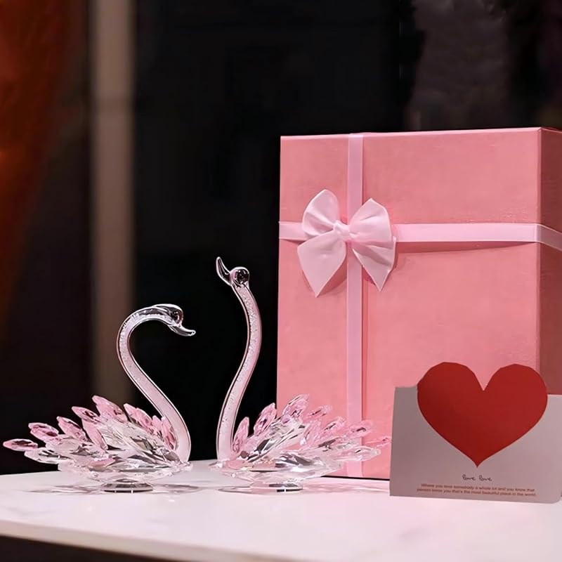 

crystal glass crystal swan wedding gift present Fashionable swan pair set protector of love cute clear rhinestone interior figurine k9 crystal room