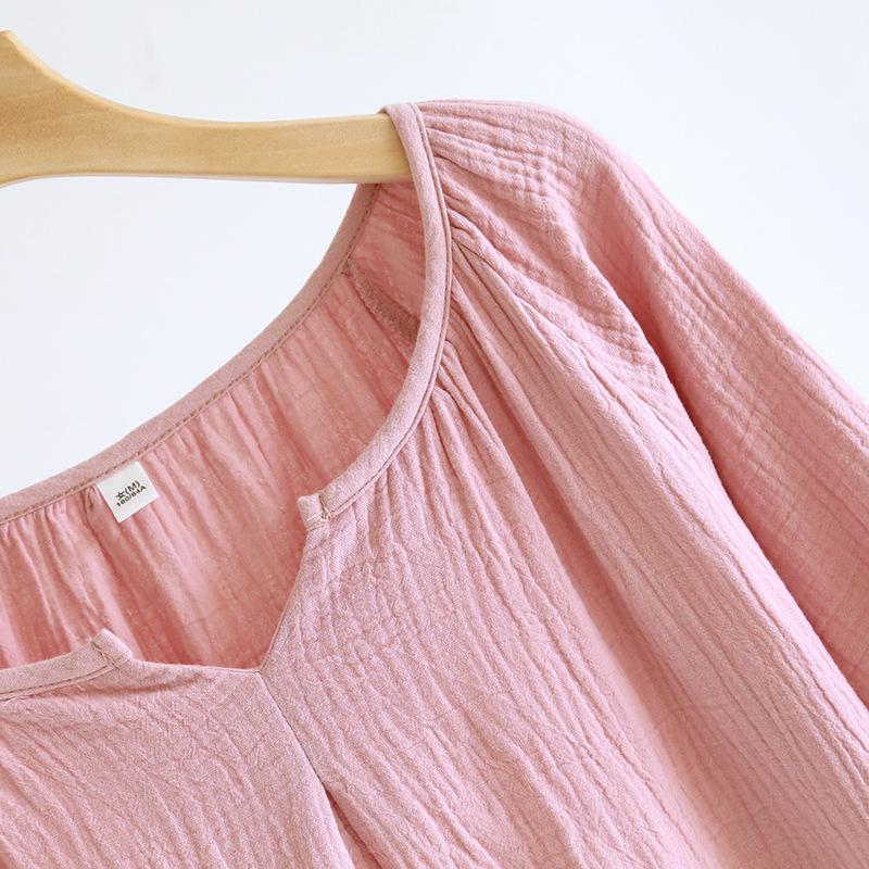Solid Color Women's Summer Round Neck Cotton Nightgown Plus Size Loose Home Night Wear Dresses for Women Sleepwear