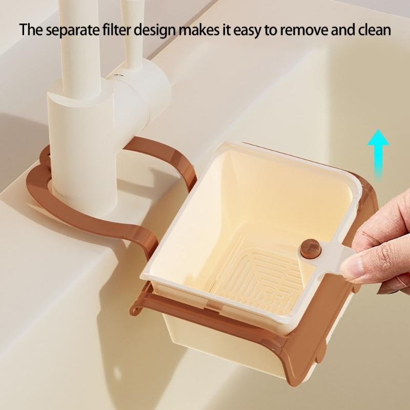 Hanging Faucet Mounted Sink Strainer Basket Auto Dump Technology for Hand Release Waste Disposal Ideal for Small Kitchens and Apartments