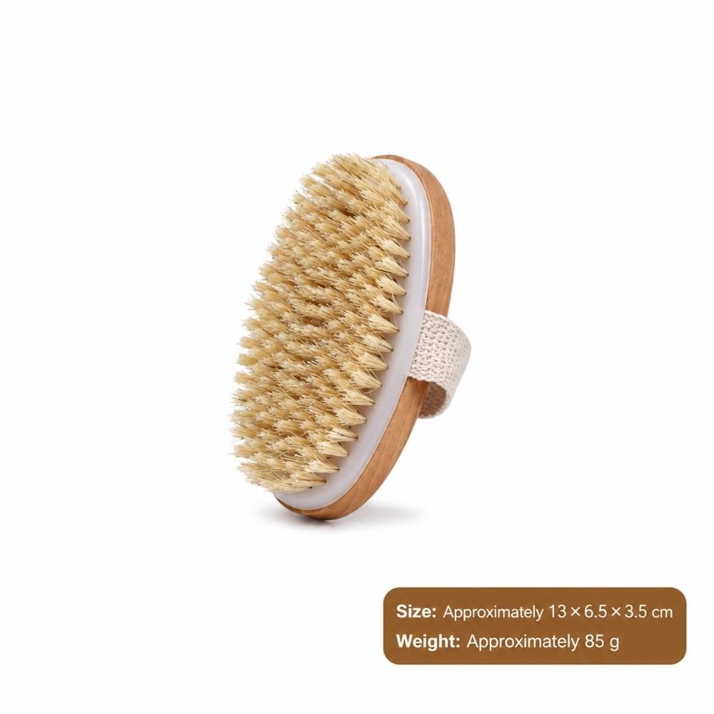 Wooden Handle Shower Scrubber Brush Boar Bristle Back Exfoliating Brush Bath Body Brush  Spa Use