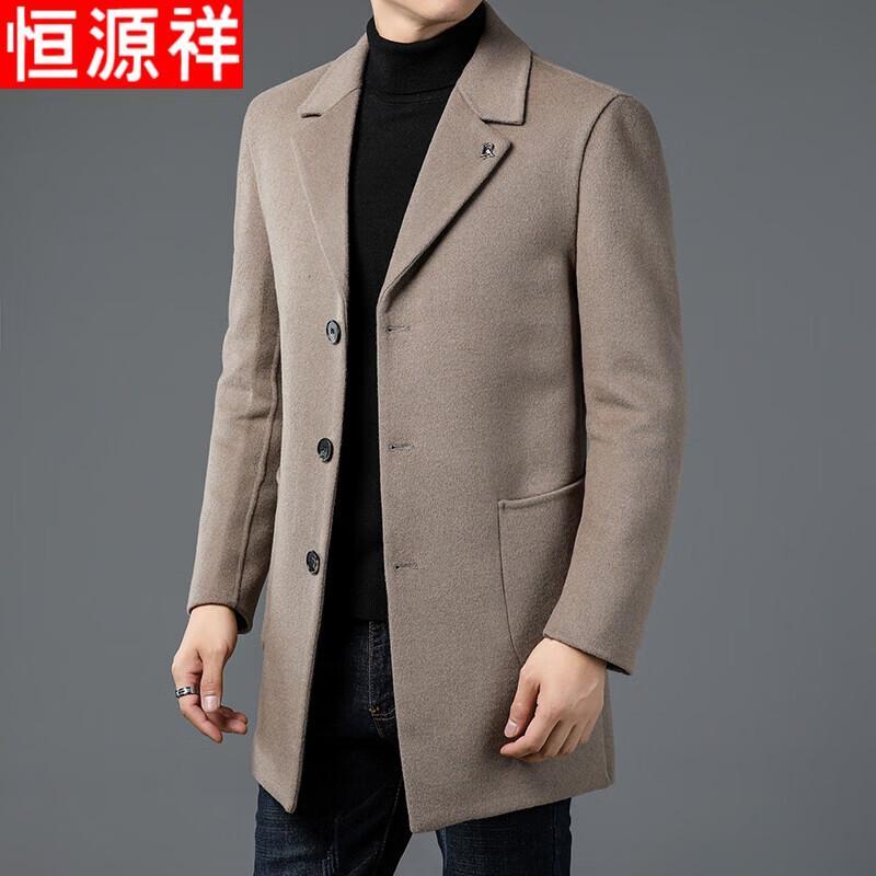 Hengyuanxiang Men s Wool Blend Business Casual Overcoat XL