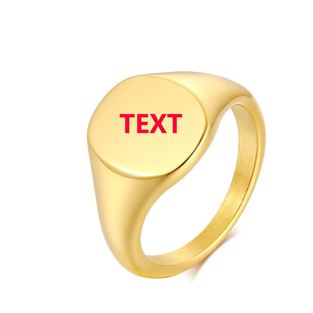 Elegant Personalized Bar Ring for Women Gold Color Stainless Steel Signet Stamp Ring Round Square Initial Custom Jewelry