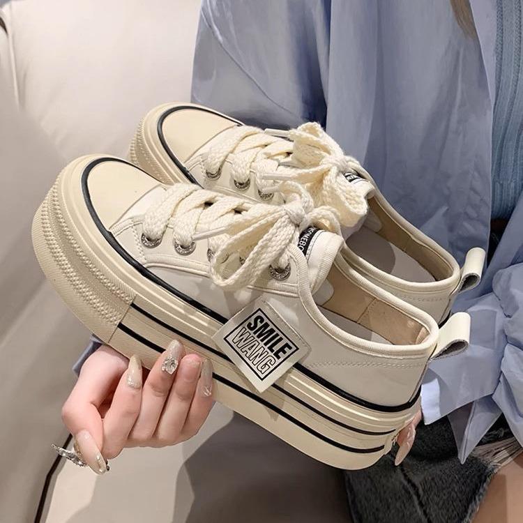 Platform Canvas Shoes Women's 2025 Spring and Summer Versatile Korean Version of the New Trendy Muffin White Shoes Casual Board Shoes Ins