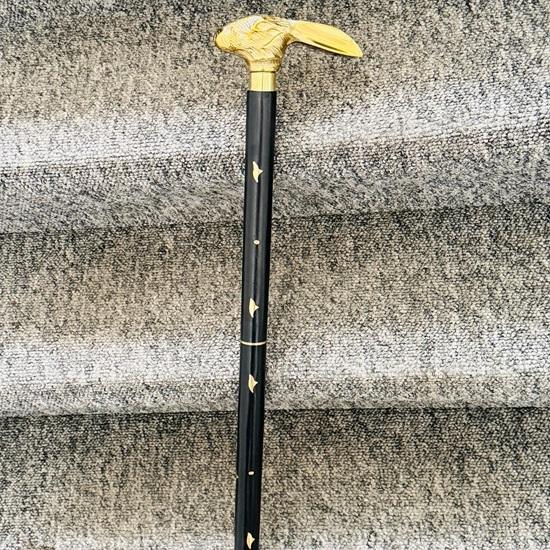 Hasenkopf Gehstock: Holzstab mit Aluminiumgriff Heimdekoration