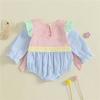 Baby Clothes Autumn Toddler Newborn Baby Girls Flying Sleeve Round Neck Letter Embroidery Romper Stripe Bow Jumpsuit