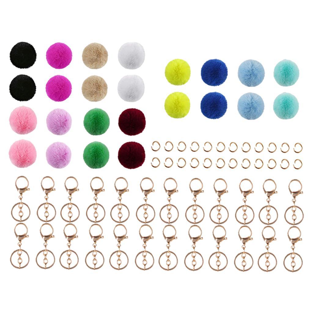 72 Pieces Keychain Kit Key Ring DIY Holder 6cm for Handbag Hats Girls