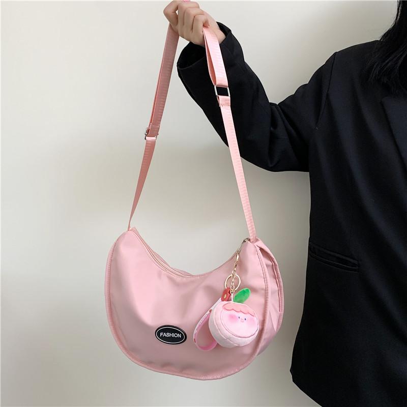 Spring fresh canvas bag large capacity women's bag popular new fashion dumpling bag versatile shoulder messenger bag