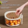 Splash-proof Vegetable Drain Basket Foldable Handle Fruit Drainer Container  Kitchen Organizer