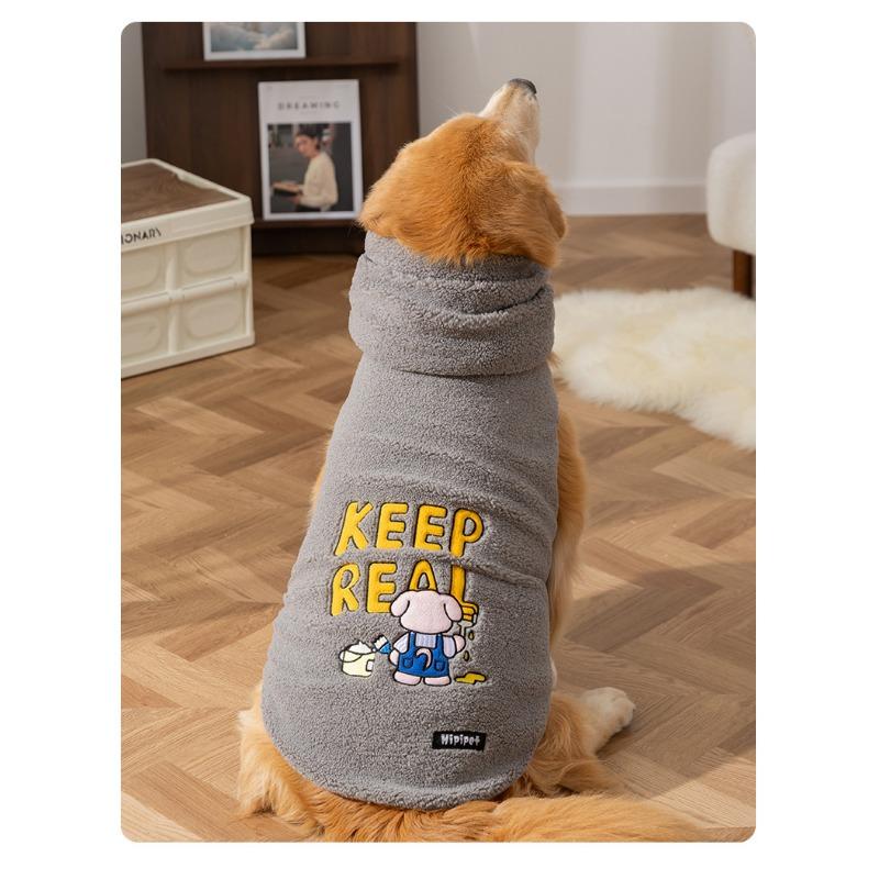 Warm Thickened Cartoon Applique Pet Vest For Golden Retriever Labrador Large Dogs