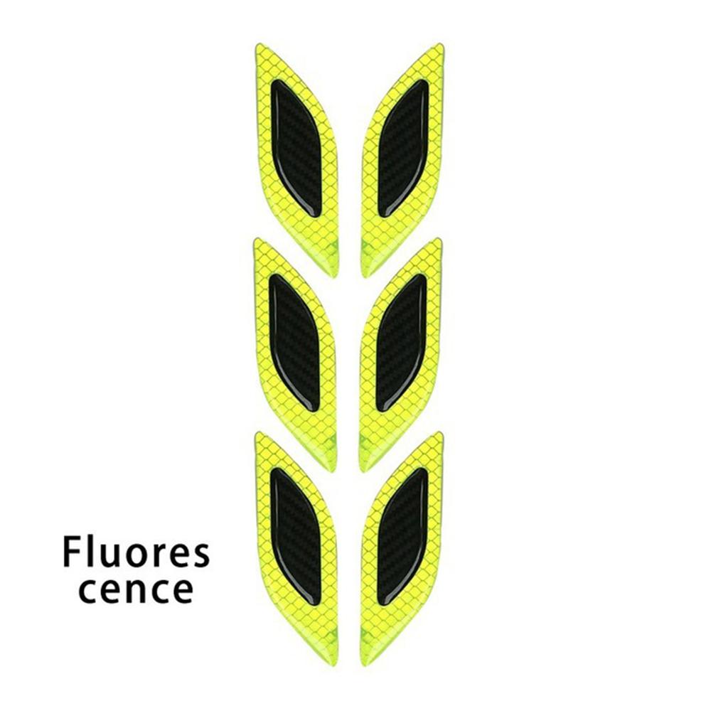 6pcs/Set Car Reflective Stickers Anti-Scratch Carbon Fiber 3D Car Styling Reflective Strips Night Safety Warning Reflector Tape