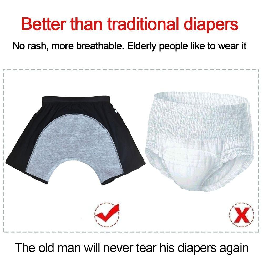 Pañal Adulto Suave Cómodo a Prueba de Fugas Transpirable Pantalones para Incontinencia de Personas Mayores Protección Sanitaria Reutilizable