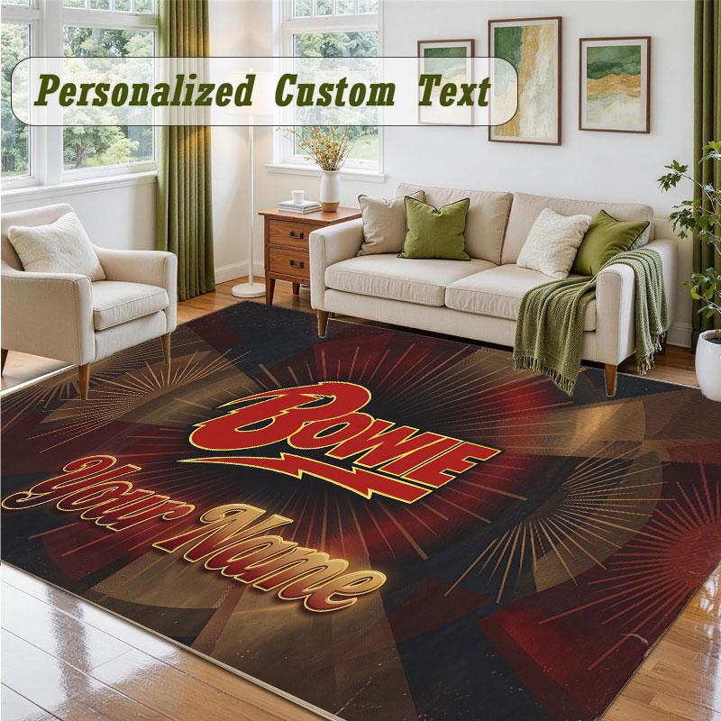 Crystal Velvet Square Rug Custom NameDavid Bowie Pattern Non Slip Home Floor Decor Rug