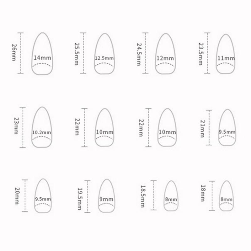 24 Pcs Almond Shaped Stick On Nail Glossy Press On Nail Reusable False Nail Ocean Star Jellyfish Acrylic Nail