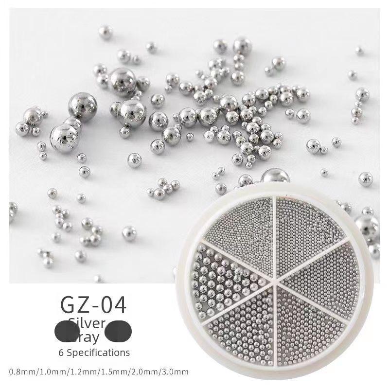 Schatzkiste für Nailart in Roségold und Silber: 0,4 mm Stahlperlen für gemischte DIY-Nageldekorationen.