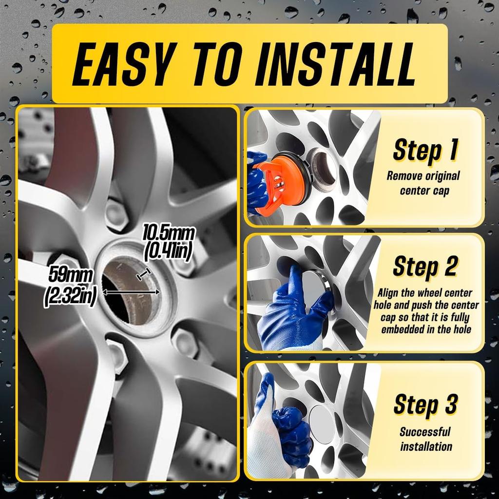 4Pcs Wheel Center Caps for Ford Mustang 2001-2014/F-150 2010-2014/Focus 2002-2004/2015 200 S Sedan Wheel Rim Outer 65mm(2.56in) Inner 59mm(2.32in)