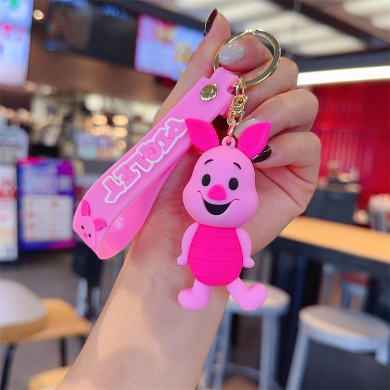 

New Cartoon Anime Winnie Pigle Pendant Pvc Keychain Holder Car Keyring Bag Gifts