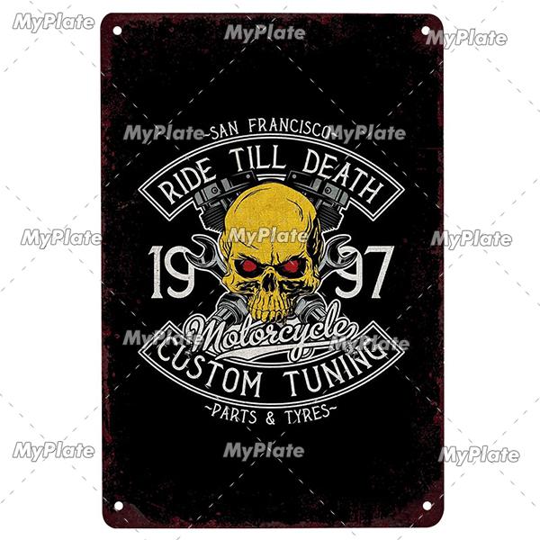 Motorrad Metall Zeichen Vintage Plaque Zinn Zeichen Wand Dekor Für Garage Club Platte Handwerk Fahrt Biker Poster Hot Rod