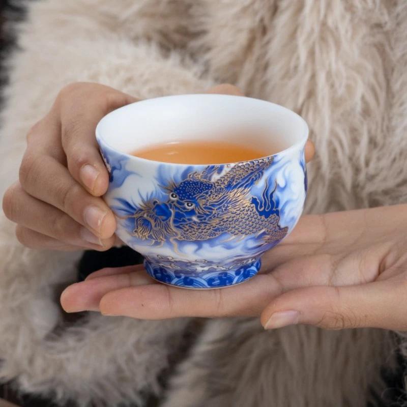 1pc Ice Jade Porcelain Dragon Shengshi Master Cup Ceramic Tea Cup Tea Cup Office Special Personal Cup Business Gifts