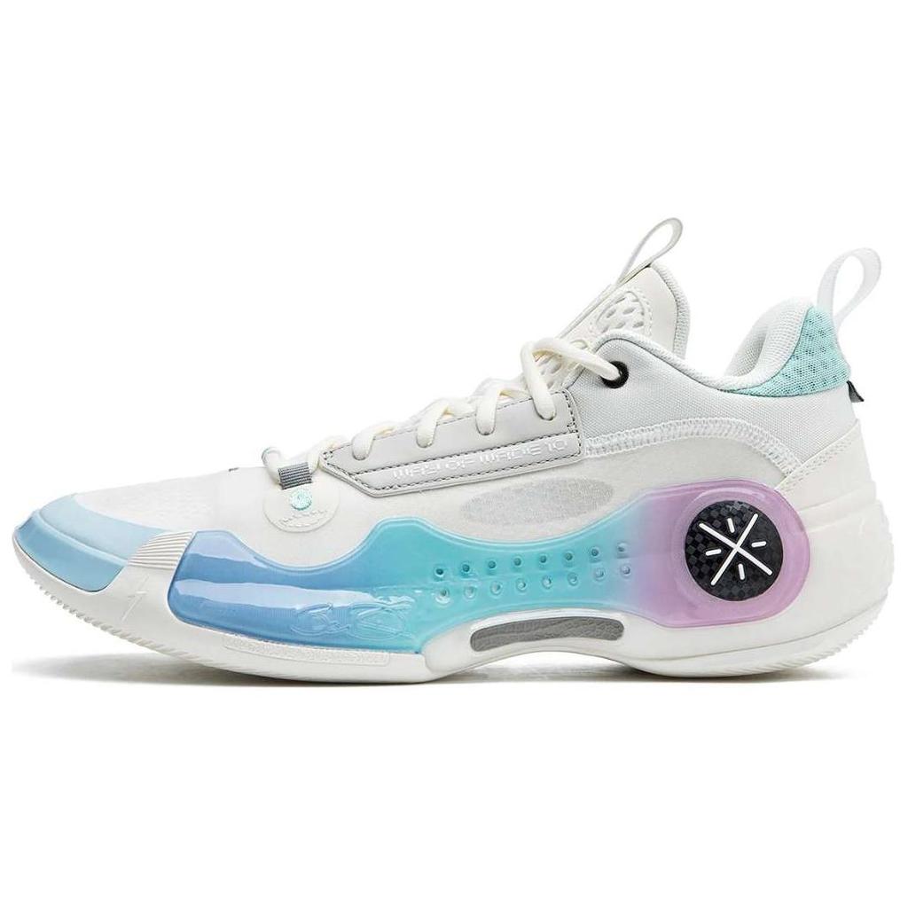 New LiNing Wade's Way 10 Low Anti Slip Wear Resistant Low Top Basketball Shoes Unisex White Blue ABAS083-31