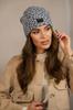 Women' Woolen Leopard Hat with Logo Cameo, Light Gray Panji