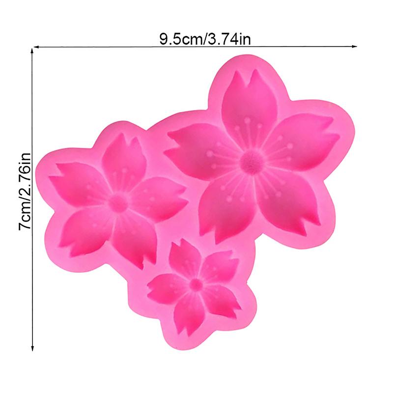 1Pc 3 Cavity Sakura Flower Shape Silicone Mold Sun Flower Fondant Chocolate Birthday Cake Decoration Baking Home Mold