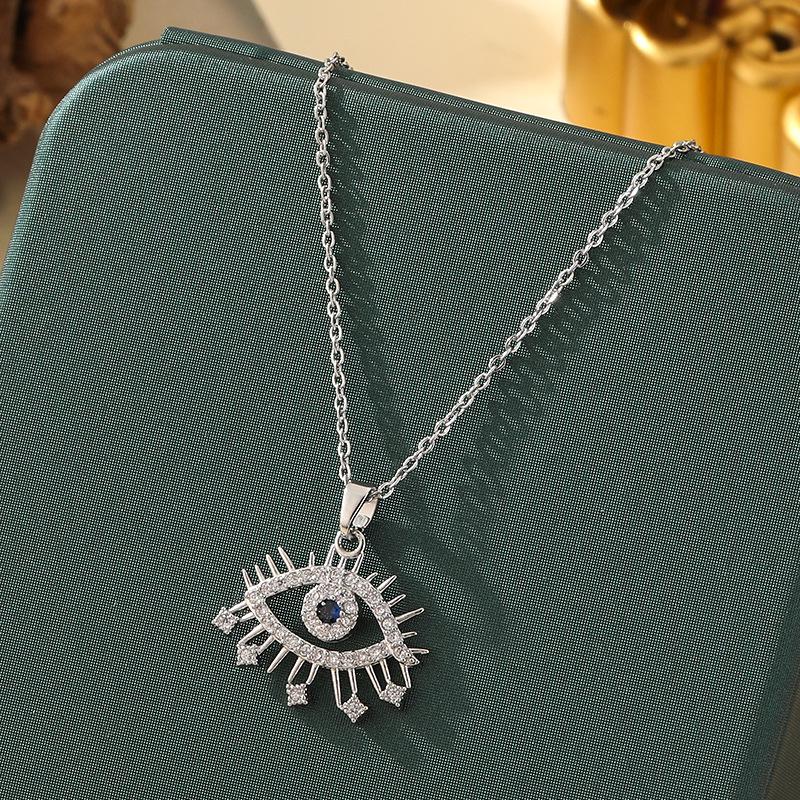 Beliebte Halskette mit blauem bösen Blick aus Titanstahl für Damen – Vielseitiger und personalisierter Schlüsselbeinkettenschmuck