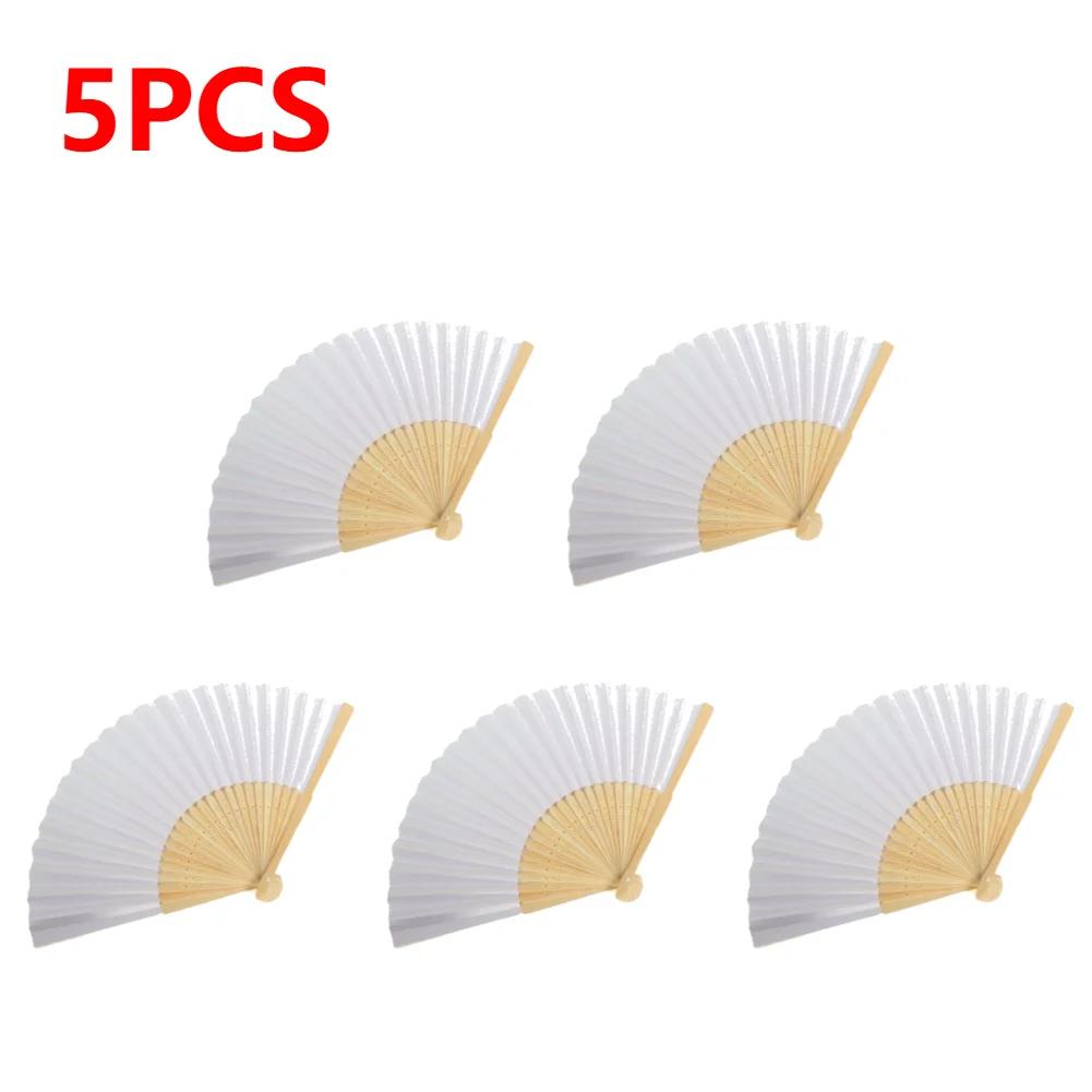 1-50pcs DIY Paper Bamboo Folding Fan Adults Children's Calligraphy Painting Practice Blank White Folding Fan Wedding Gifts