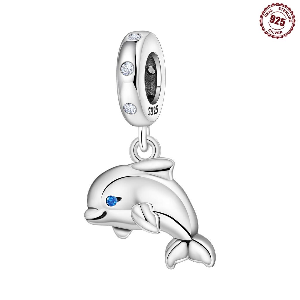 Orstarry S925 Silver Charm Crab, Seahorse, Hermit Crab, Turtle, Dolphin Pendant For Bracelet DIY Jewelry Making Gift