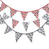 Large Checkered Racing Flags: Red, Black, White & Gray Bunting Decoration