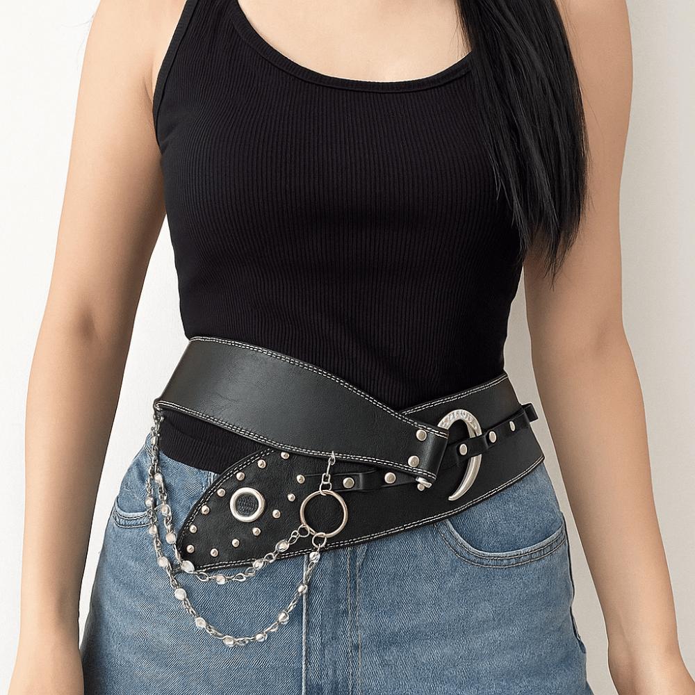 Heavy-Duty Rivet Leather Belt Y2k Dress Jeans Belt Niche Design Women's Waist Belt  Jeans Accessory