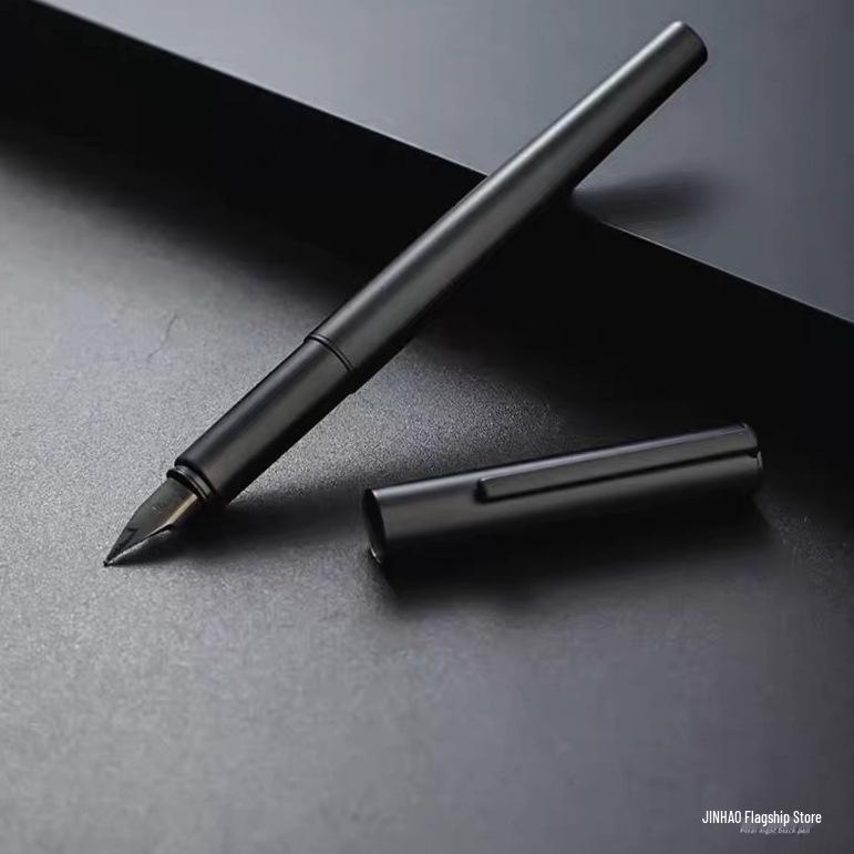 JinHao 35 Mysterious Black Steel Fountain Pen Gift Set for Calligraphy and Artistic Writing