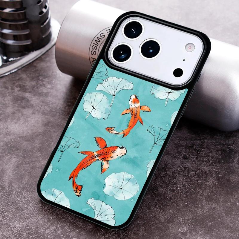 Japanese Koi Fish soft Phone Case for iPhone 17 16 15 Pro Max Air 14 13 12 11 Plus Shockproof Cover