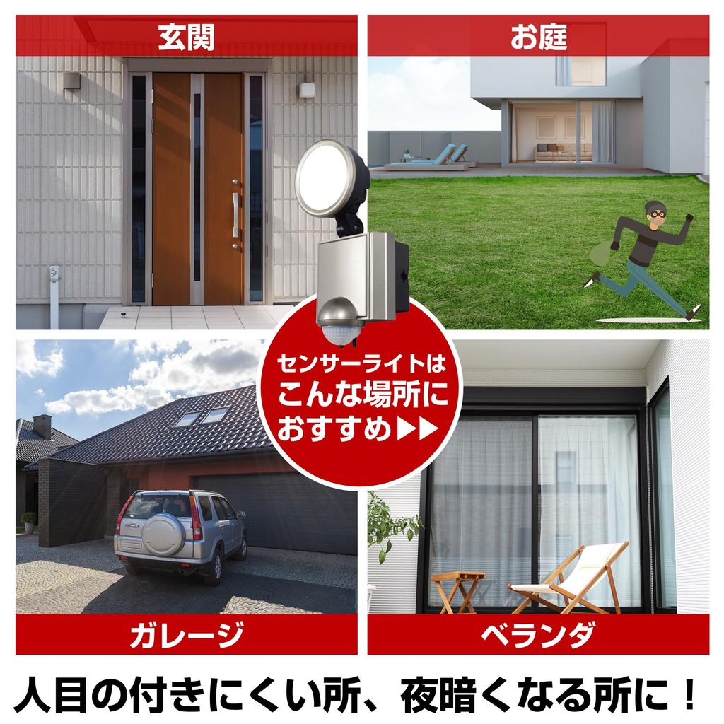 ELPA LED Sensor Light, 1 Light, 10W (White / 14.5 X 18 X 11.5 Cm), Outdoor Outlet (ESL-SS1001AC)