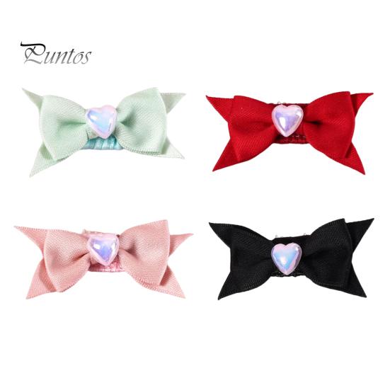 4Pcs Pet Hair Clip Love Faux Pearl Bow Decoration Small Puppy Cat Hair Clip Pet Hair Accessories for Daily Wear Photos